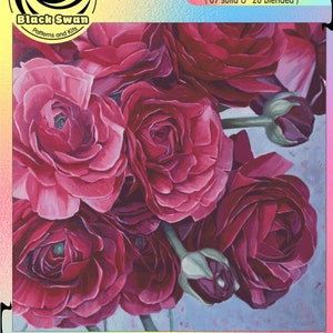 Purple Peonies Pink Garden Roses Flowers  - Chart Counted Cross Stitch Pattern Needlework craft PDF