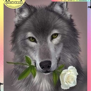 Wolf mit Blumen Schneewolf Der Ruf der Wildnis Ureinwohner Jagdzeit Hund Wolf Wildes Tier - Kreuzstichmuster PDF