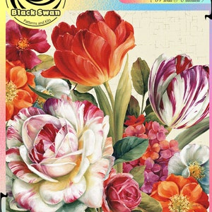 Vintage Flowers Pink Garden Roses Flowers  - Chart Counted Cross Stitch Pattern Needlework craft PDF