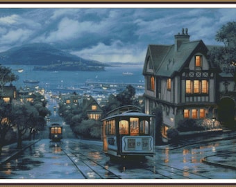 City at night - Chart Counted Cross Stitch Pattern craft PDF