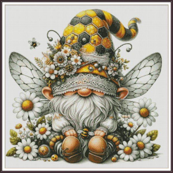 HONEY Gnome Pink Christmas Santa Clause - Chart Counted Cross Stitch Pattern craft PDF