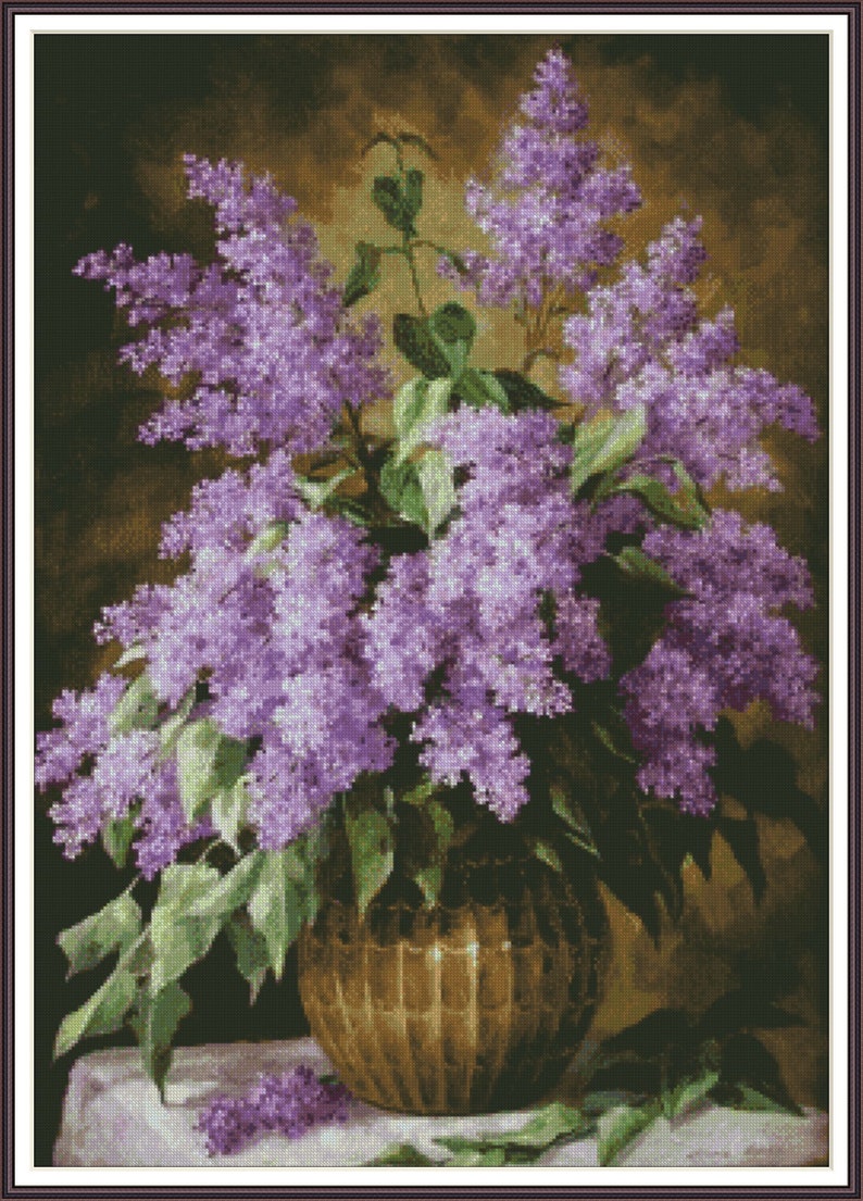 Lilacs Still Life Cross Stitch Pattern: Floral Needlework (PDF) - Etsy