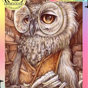 Búho inteligente Búho astral Búho barrado Árbol genealógico posado Búho colorido- Gráfico contado Patrón de punto de cruz artesanía PDF