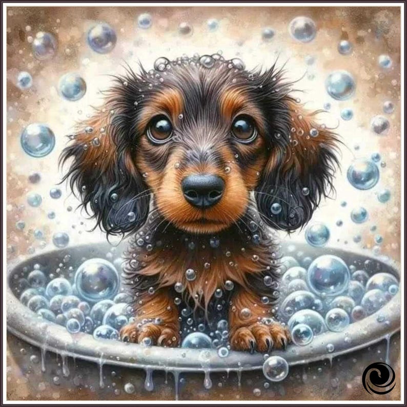 Dachshund in Bubble Bath - Chart Counted Cross Stitch Pattern Craft PDF ...