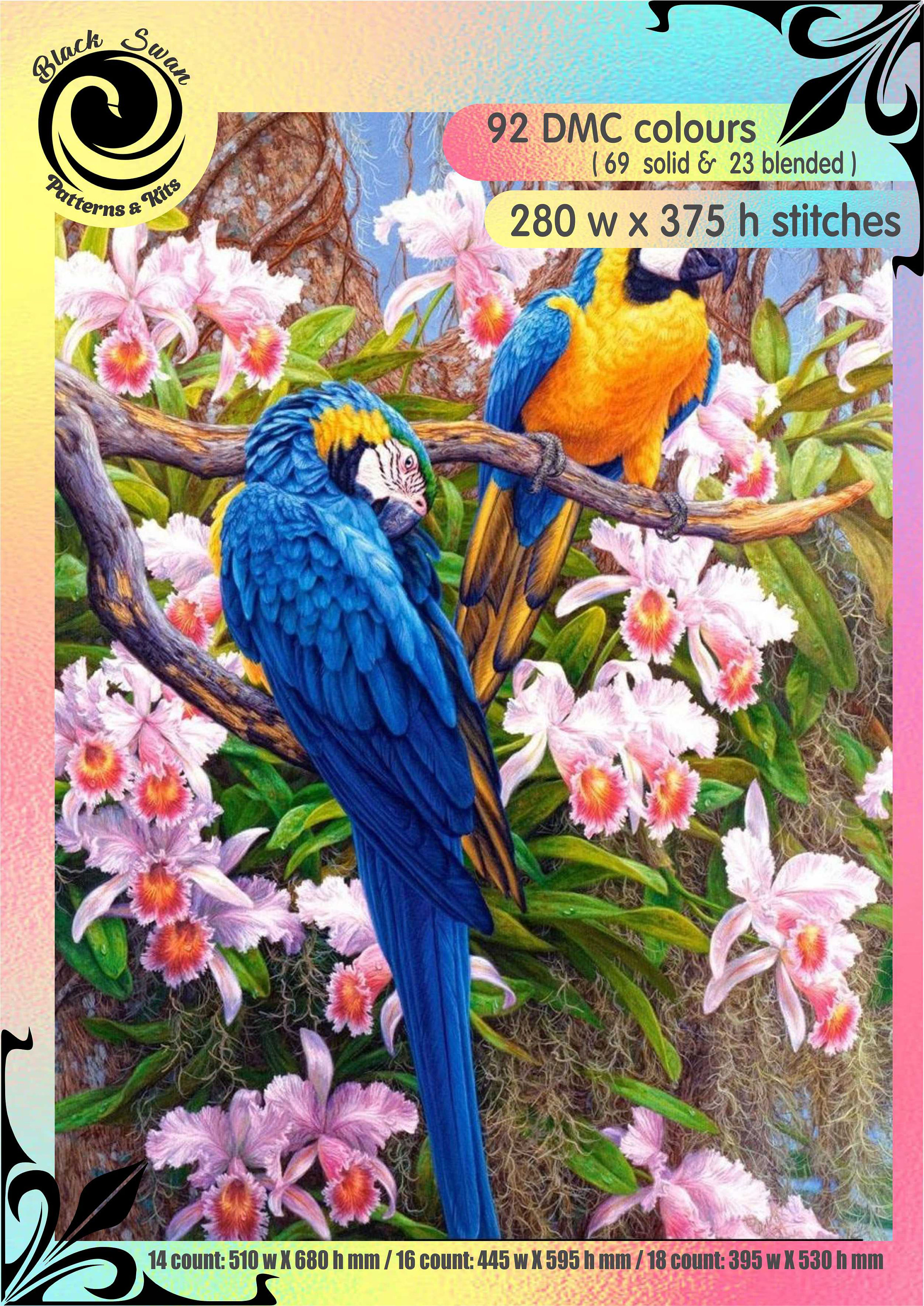Paradaise Parrots in Orchids Flowers Chickens in the Rose Etsy