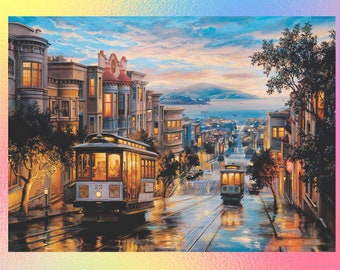 San Francisco at night City at night - Chart Counted Cross Stitch Pattern craft PDF