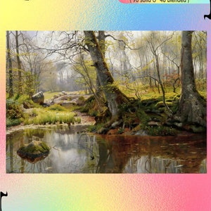 Woodland pond Autumn Old Park Fields Wooded Path in Autumn Morning The beauty of Nature - Chart Counted Cross Stitch Pattern craft PDF