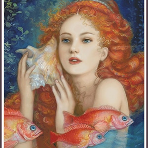 Mermaid - Chart Counted Cross Stitch Pattern craft PDF