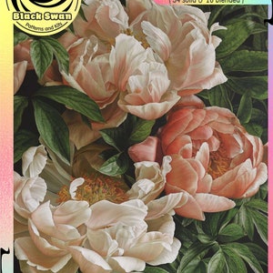 Coral Peony Peonies Wicker Basket of Mixed Bouquet with Roses Antique Still life Chart Counted Cross Stitch Pattern Needlework craft
