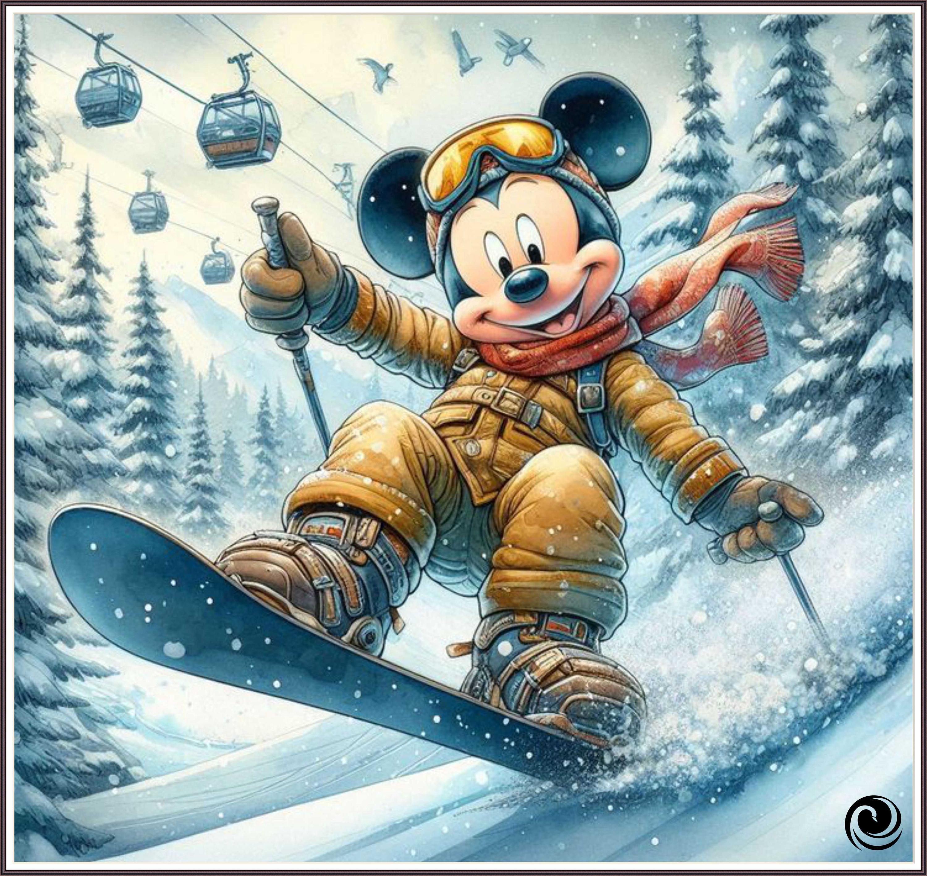 Winter Wonderland Mickey Mouse Snowboard Cross Stitch Pattern (PDF Winter Wonderland Mickey Mouse Snowboard Cross Stitch Pattern (PDF