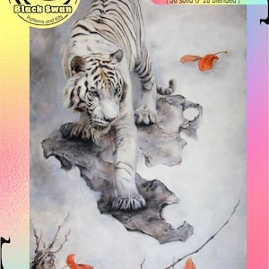 Tigre blanco Búho astral de invierno congelado Búho barrado Árbol genealógico encaramado Búho colorido- Gráfico Contado Patrón de punto de cruz artesanía PDF