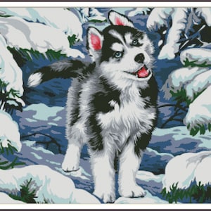 Siberian Husky Hund Welpe - Kreuzstich Anleitung PDF