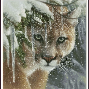 Snow Leopard Leopardenmuster - Kreuzstichmuster PDF