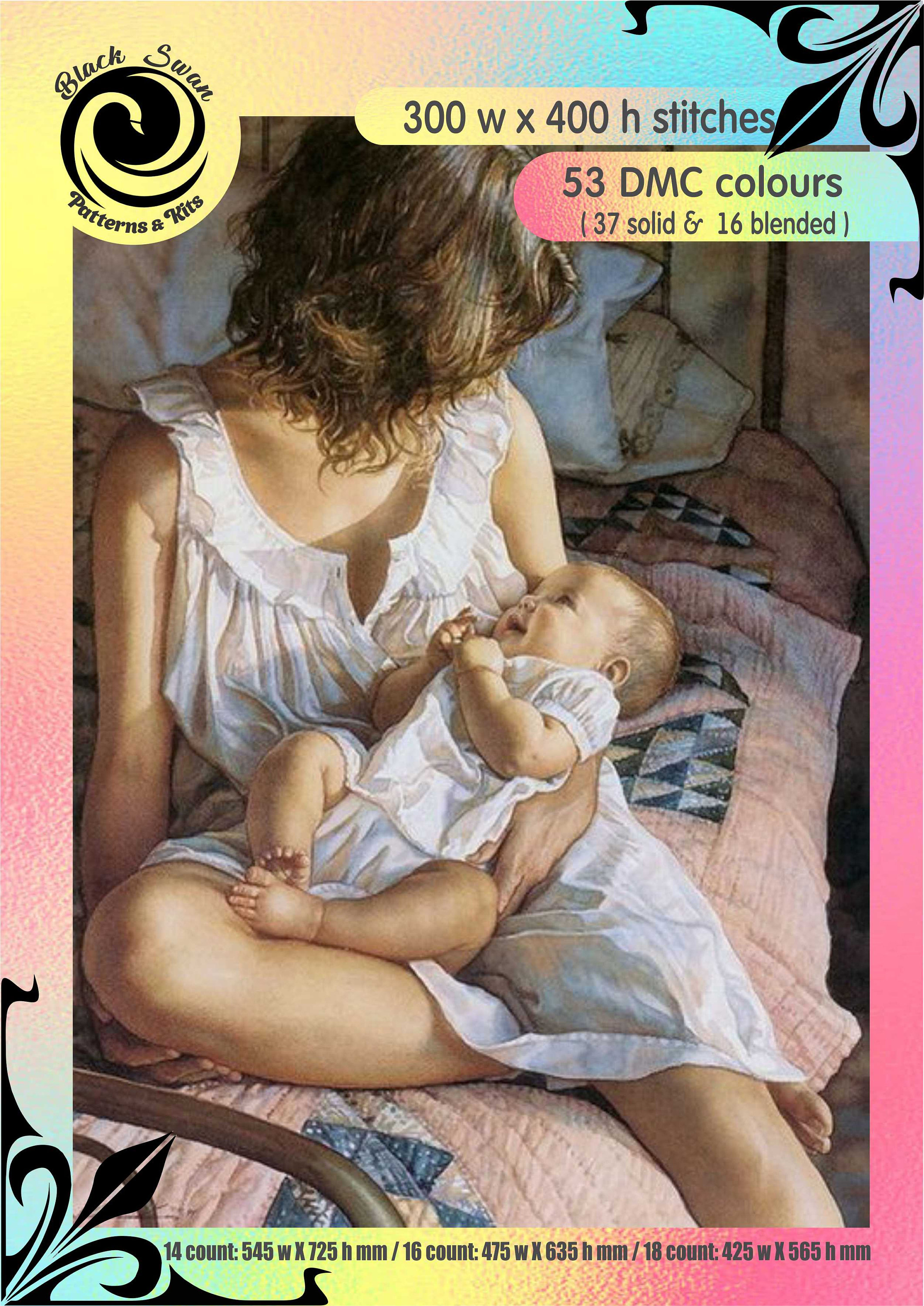 Mother and Child Cross Stitch Pattern: Love Story Mermaid Fantasy (PDF)