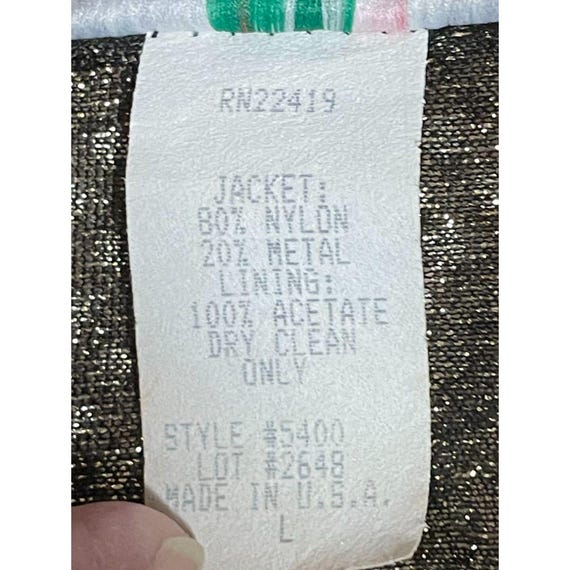 Vintage David Rose Gold Metallic Open Blazer Jack… - image 7