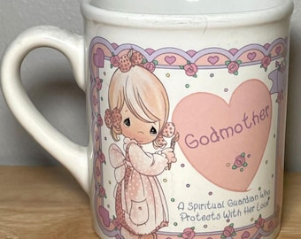 Vintage 1994 Precious Moments Godmother Mug Enesco Angel Floral