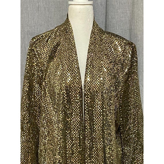 Vintage David Rose Gold Metallic Open Blazer Jack… - image 3