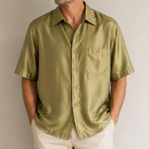 Mens Olive Green Button Shirt - Etsy