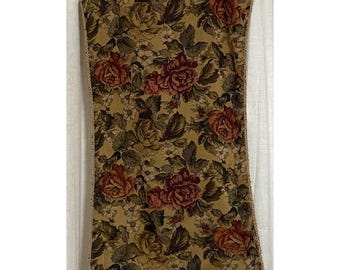 Vintage Floral Tapestry Pillow Sham 37x22 Roses Gold Cord Trim