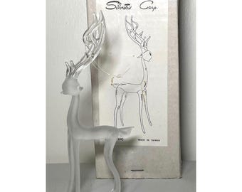 Vintage Silvestri Frosted Glass Reindeer Figurine 10048 Taiwan Original Box