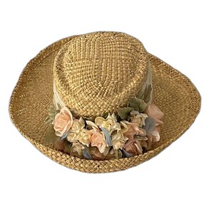 Vintage Cappelli Straw Hat Vintage Cappelli Straworld Ladies Straw Hat with Burlap  main image 4
