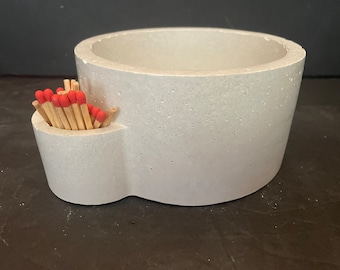 Cement Candle Vessel | Concrete Dish | Matches Pocket | Candle Container | Gift for Candle Makers | HANDMADE | JLK