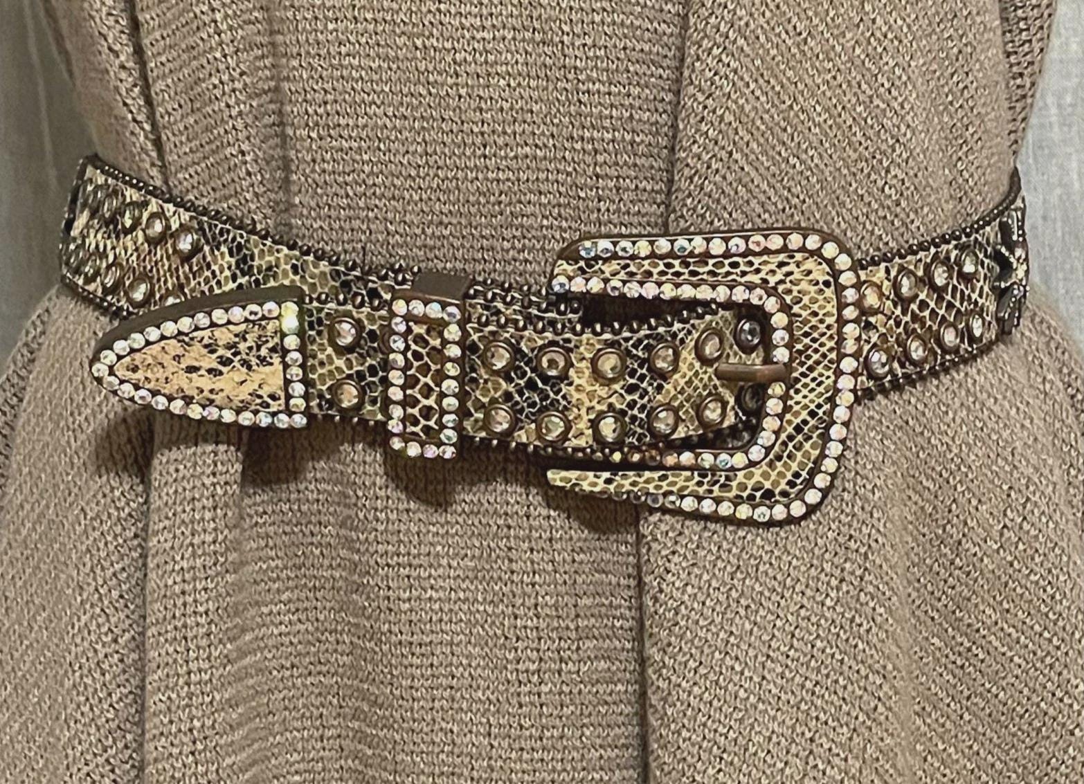 Vintage Sangiorgio Rhinestone  Belt Eagles & Star Rodeo Queen made Italy Rhinestone Snake Belt - Etsy main image 2