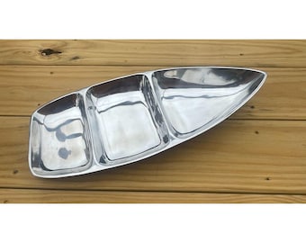 Vintage Mexico Aluminum 3 Section Divided Serving Tray 17"