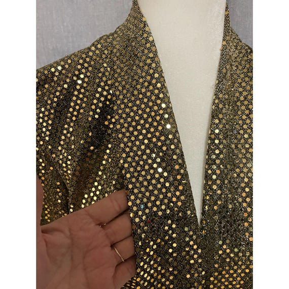 Vintage David Rose Gold Metallic Open Blazer Jack… - image 6