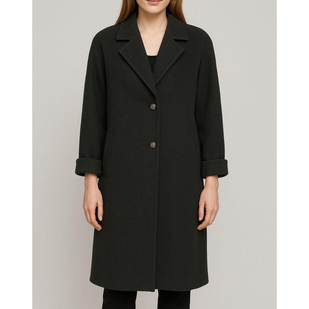 Vintage Jofeld Forstmann Wool Blend Coat Size 16 Long Black 80s Classic ...