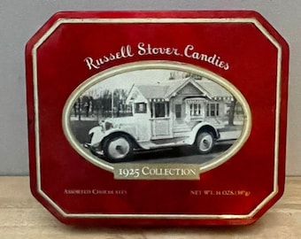 Vintage Russell Stover Bungalow Truck Collector Tin 1925 Collection Candy Box