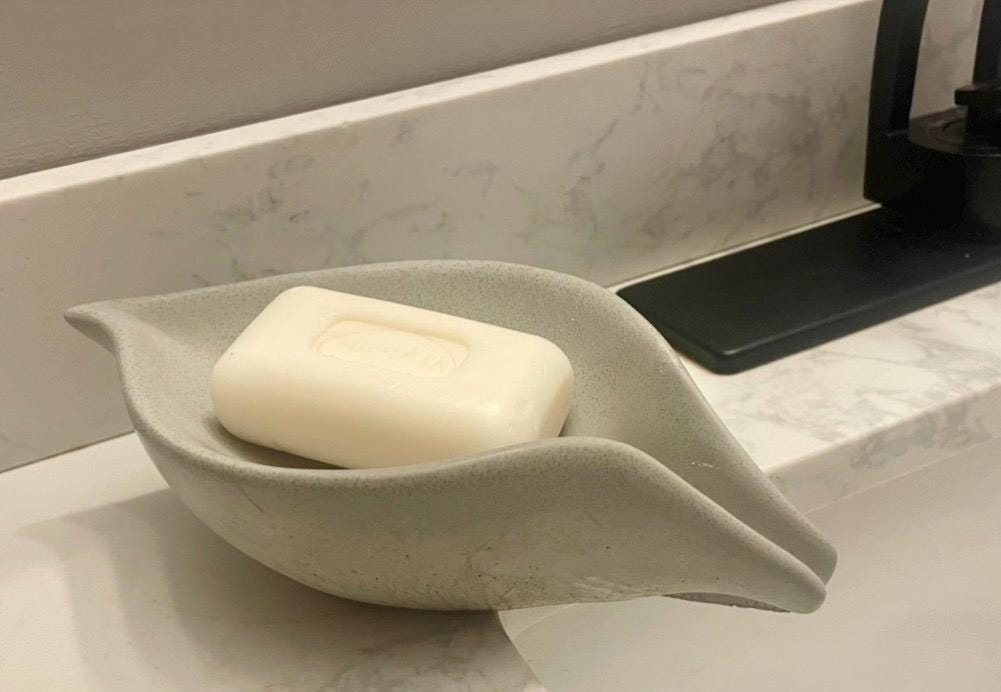 Cement SOAP DISH Holder | Self-Draining | 3 Color Options | Rain Drop Shaped | Sealed | Handmade | JLK