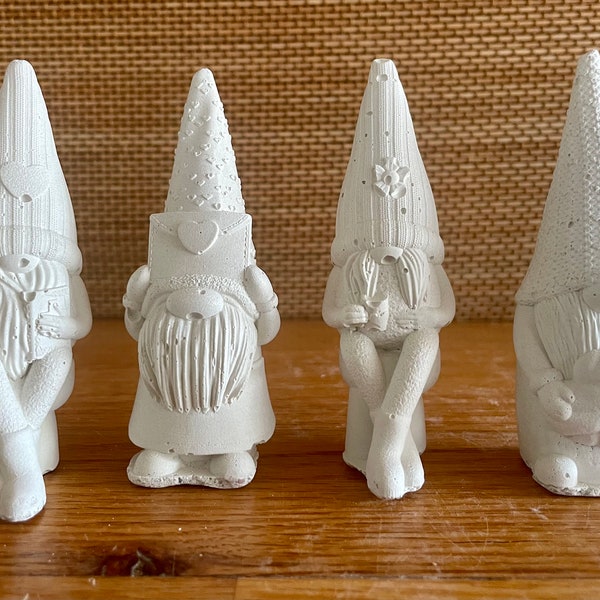 Cement Gnomes, Winter Snowflakes ornaments, Concrete Minimalist decor, Christmas accents, JLK