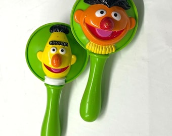 Vintage Sesame Street Bert and Ernie Toy Maracas Set of 2 Working Retro Character Rattles Muppets Collectible Nursery Decor 70s 80s