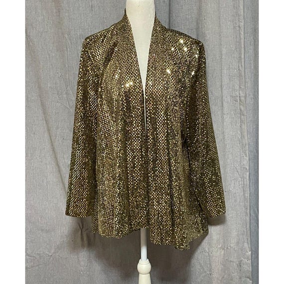 Vintage David Rose Gold Metallic Open Blazer Jack… - image 2