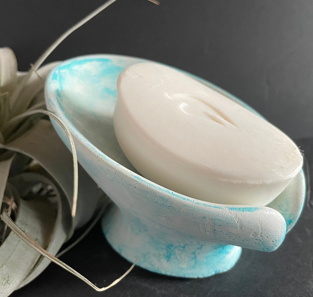 Cement Soap Dish W/spout AQUA 5 Inch HANDMADE JLK Etsy