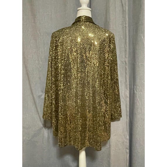 Vintage David Rose Gold Metallic Open Blazer Jack… - image 5