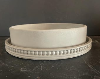 Cement Planter w/Beaded Tray | Concrete Saucer | Candle Vessel | Food Bowl | Drainage Hole & Sealant options | HANDMADE | JLK