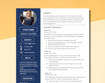 Szablon CV ze zdjęciem | Szablon CV dla kadry kierowniczej | Profesjonalny szablon CV dla programu Word | Kreatywny szablon CV | Szablon CV