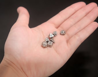 Vintage Mini Metal Dice Set: 7pc Tabletop Gaming Dice