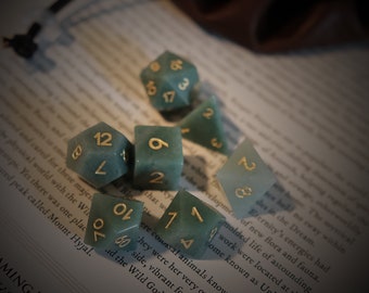 Natural Aventurine Gemstone Dice Set of for RPG Gaming Table-top