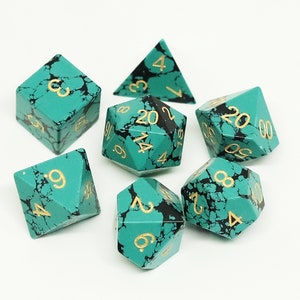 Synthetisches Grün-Türkis Würfelset Edelstein Würfel 7er Set für DND Brettspiel Table-Top Brettspiel