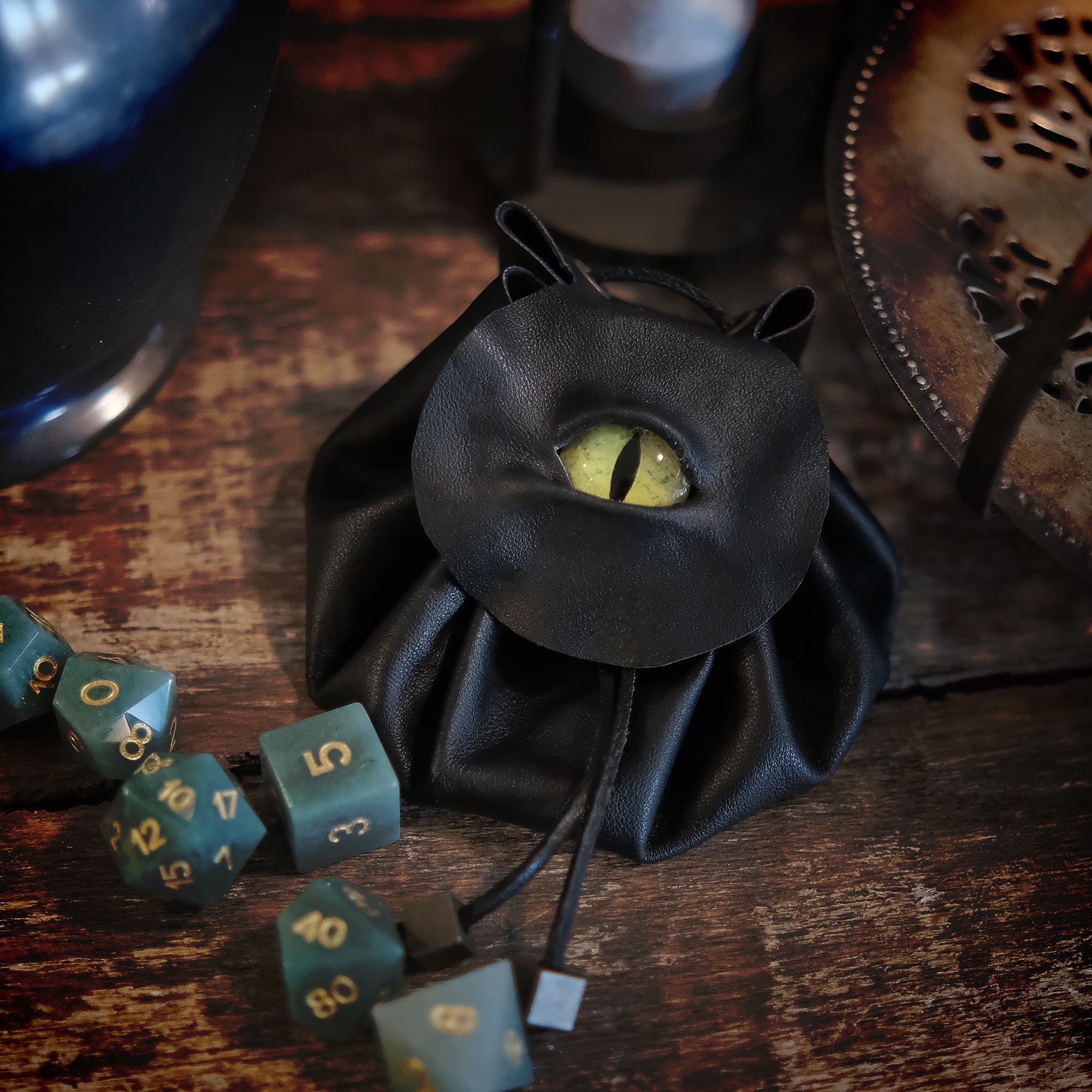 Sarini Drachenauge Würfeltasche - Leder Tasche Für D&D Und RPG