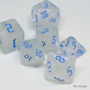 Candy Style Dice Set of 7 - Blue / 6 Colour Available / Dice for RPG games