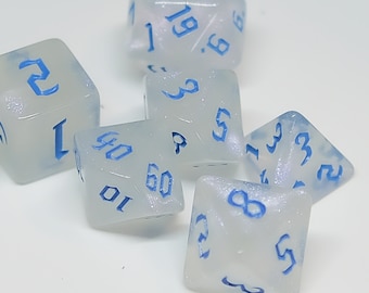 Juego de 7 dados estilo caramelo - Azul / 6 colores disponibles / Dados para juegos de rol