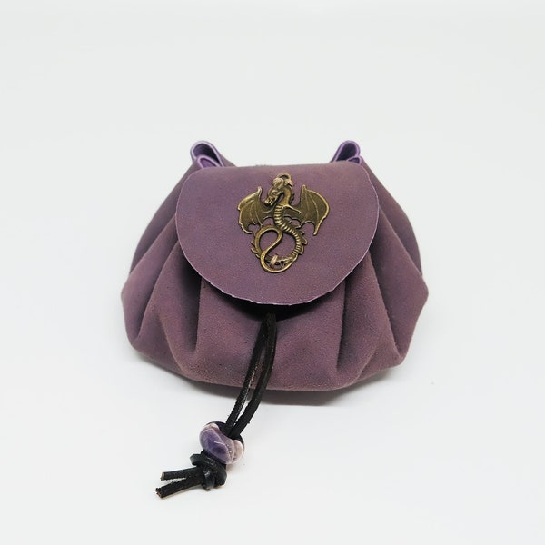 Handmade Purple Leather Metal Dragon Dice Bag Suitable For 3 Sets Of Dice Attached Amethyst Accessory