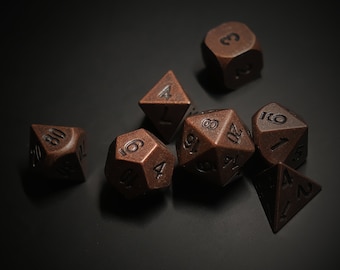Vintage Antique Copper Metal Dice Set: Tabletop RPG Gamer Gift