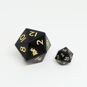 Natural Obsidian Large D20 Single Gemstone Dice Jumbo D20 Dice for DND Board Game Dice Game with Forgic Logo