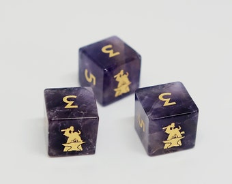 Kostka K6 z kamieniem szlachetnym Amethyst: kostka do gry planszowej RPG