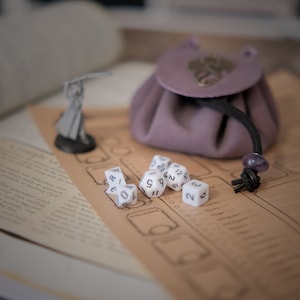 Mini Polyhedral Dice Set of 7 - White Acrylic Dice for DND